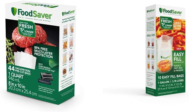 FoodSaver Paquete de bolsas selladoras al vacío y bolsas selladoras al vacío fáciles de llenar