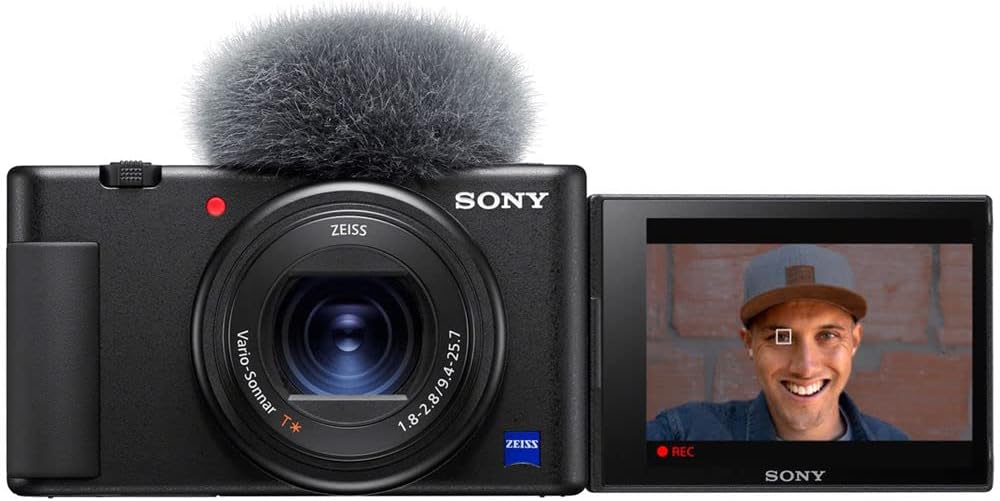 Sony Cámara digital ZV-1 (negra) ZEISS Vario-Sonnar 24-70 F1.0.315-0.110 in VloggingVideo Creator Bundle con luz LED de video portátil, tarjeta de
