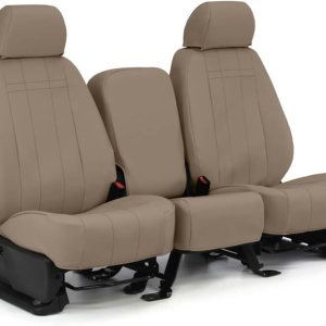 Asientos delanteros ShearComfort – Fundas de asiento de piel sintética personalizadas para Ford Focus (2013-2018) en color beige para cubos Asientos delanteros ShearComfort – Fundas de asiento de piel sintética personalizadas para Ford Focus (2013-2018) en color beige para cubos