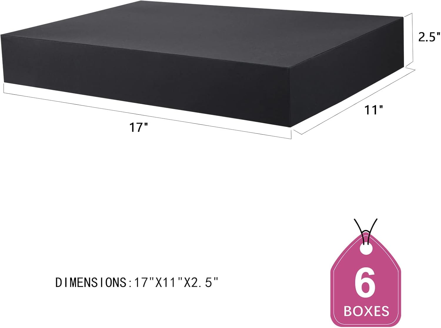 JINMING 6 cajas de regalo extragrandes con tapas de 17 x 11 x 2.5 pulgadas, cajas de regalo de tela negra, cajas de regalo de ropa (negro mate)