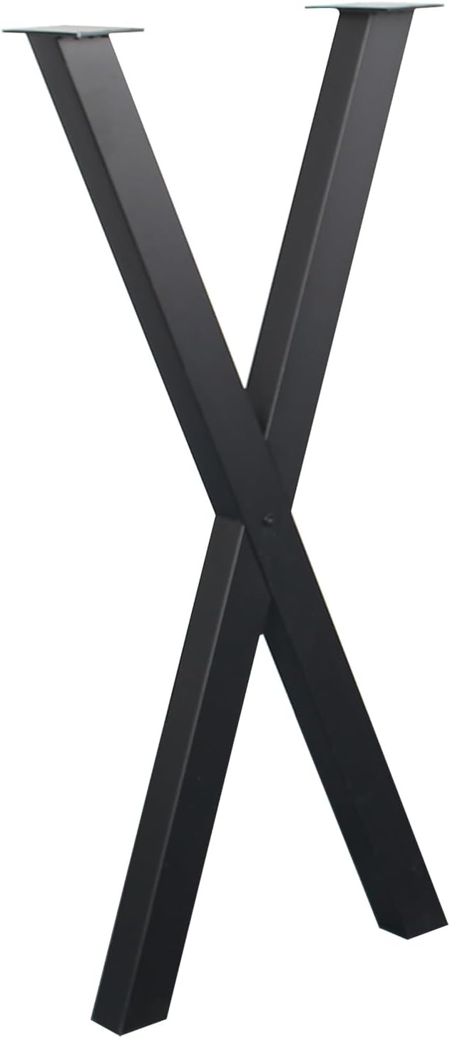 Patas de metal para mesa de 35 pulgadas, resistentes en forma de X, juego de patas de escritorio de metal de 2,35 pulgadas de altura y 15 pulgadas