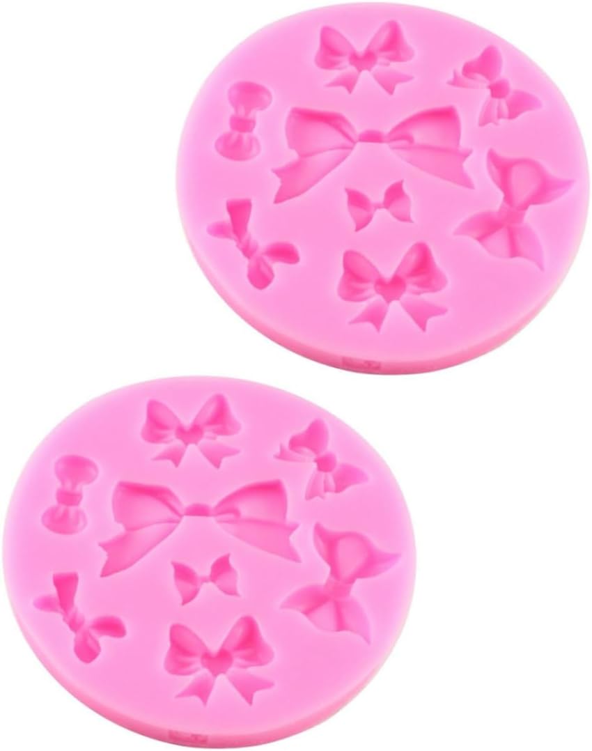 Molde de silicona para pajarita, 8 mini moldes de lazo, fondant, azúcar, manualidades, herramienta de decoración de tartas, rosa