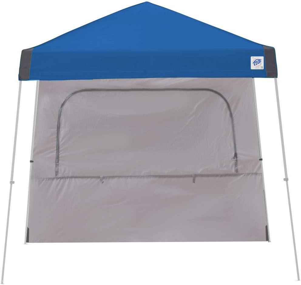 E-Z UP Pared lateral individual con ventana mosquitera, se adapta a patas en ángulo de 12 pies, accesorio de clip de armadura, azul rey