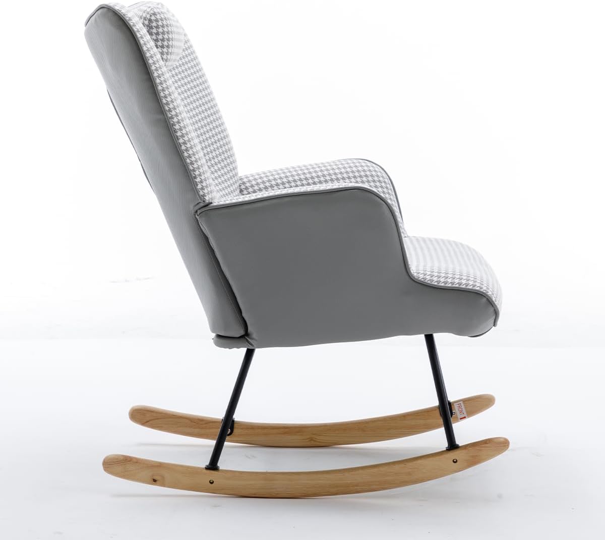 Mecedora para guardería, cómoda mecedora con respaldo de ala con pata de gallo suave y tela de cuero, silla reclinable para sala de estar,