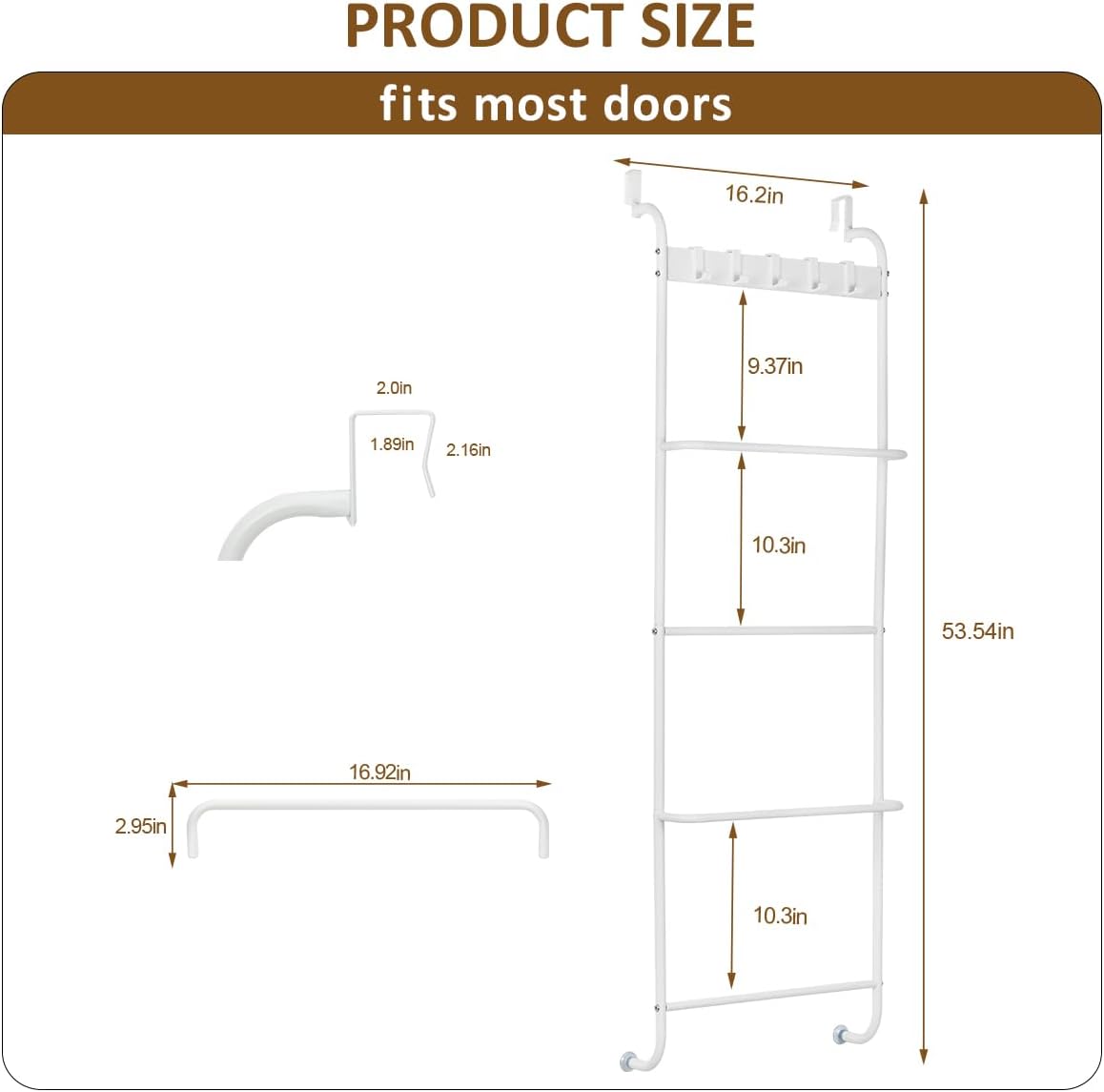 Toallero de 5 niveles para colgar en la puerta del baño, toallero de puerta de baño, soporte para manta de puerta para ropa, toallas de mano,