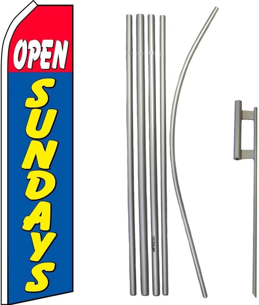 Premium Open Sundays RedSwooper Flag & 16ft Flagpole KitGround