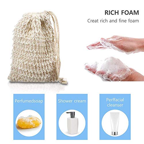 15 bolsas ahorradoras de jabón natural de sisal exfoliante bolsa de jabón con cordón para ducha y baño, 5.5 x 3.5 pulgadas