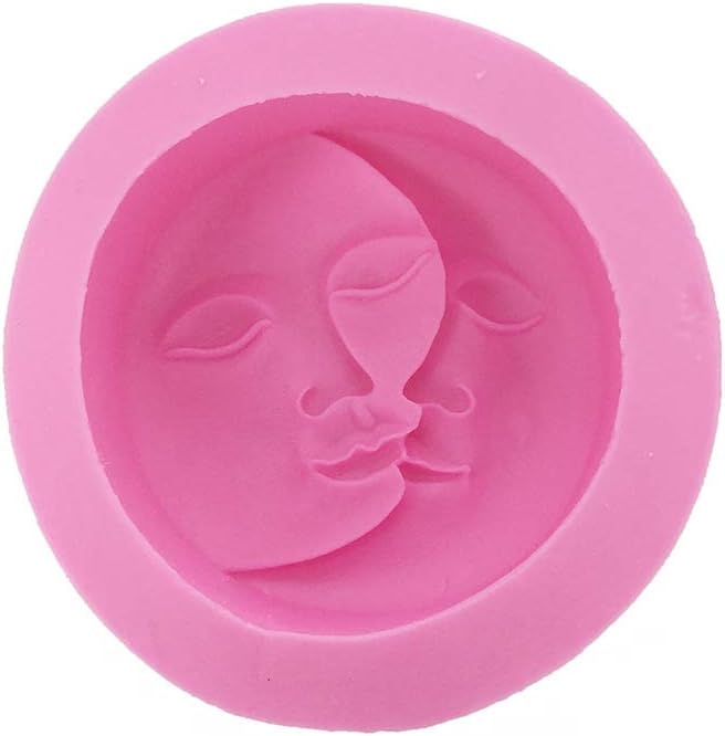 Molde de silicona con cara de luna para resina para hacer joyas, velas, gemas artificiales, arcilla polimérica, molde de fondant para pasteles