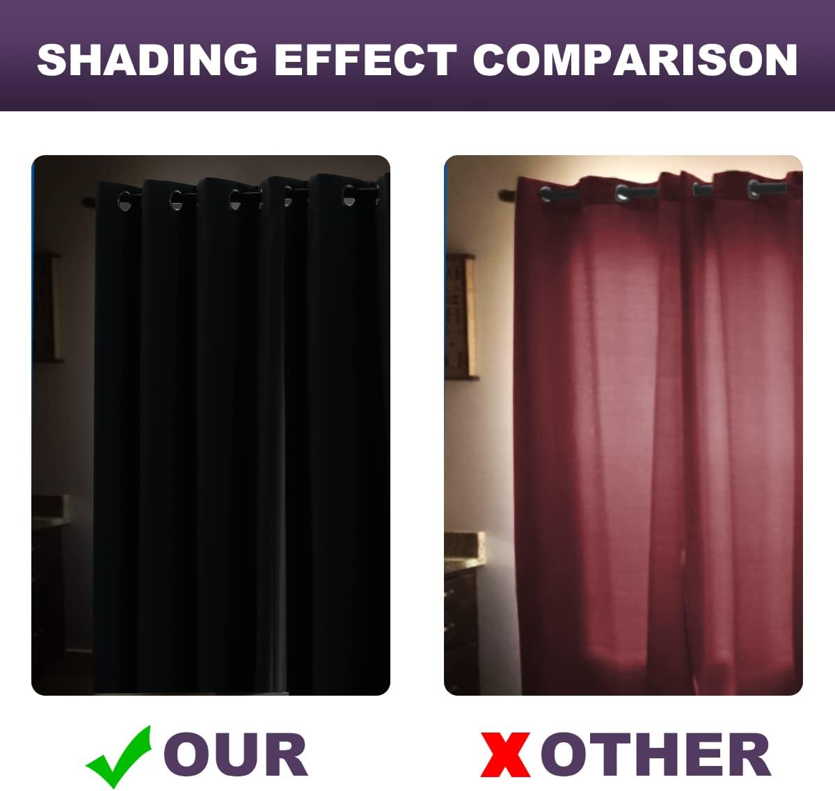 MeilleMaison Cortinas opacas para dormitorio, aislamiento térmico, oscurecimiento de la habitación, paneles de cortina insonorizadas para ventana,