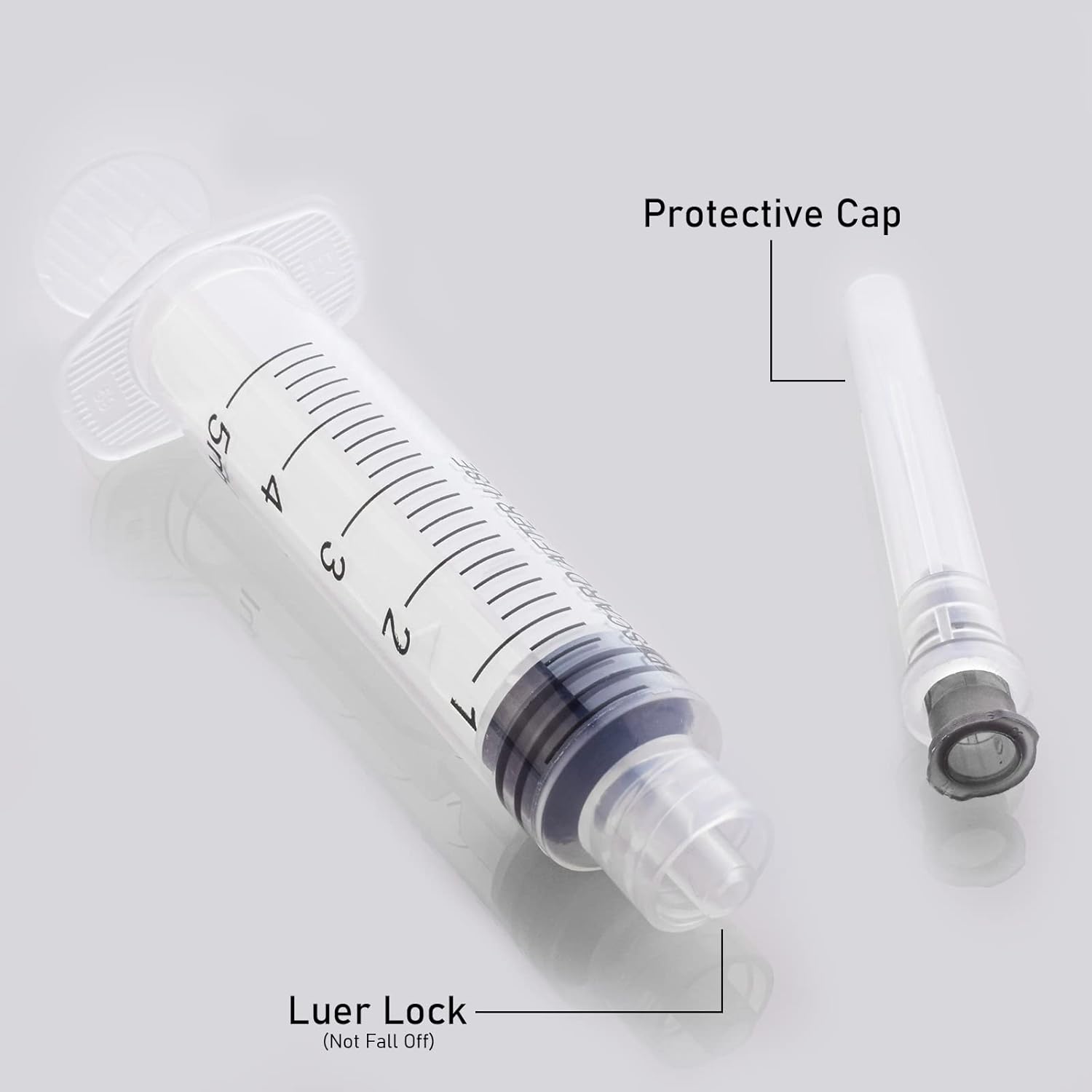 Jeringa de 0.2 fl oz con 0.78 oz 1 pulgada, desechable envuelta individualmente, paquete de 20