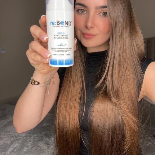 REBOND MOLECULAR HAIR SCIENCE Leave In Miracle Bond – Juego de máscaras de construcción, incluye 1-3 oz (3.0 fl oz) y 1 tamaño de viaje, 0.3 fl oz