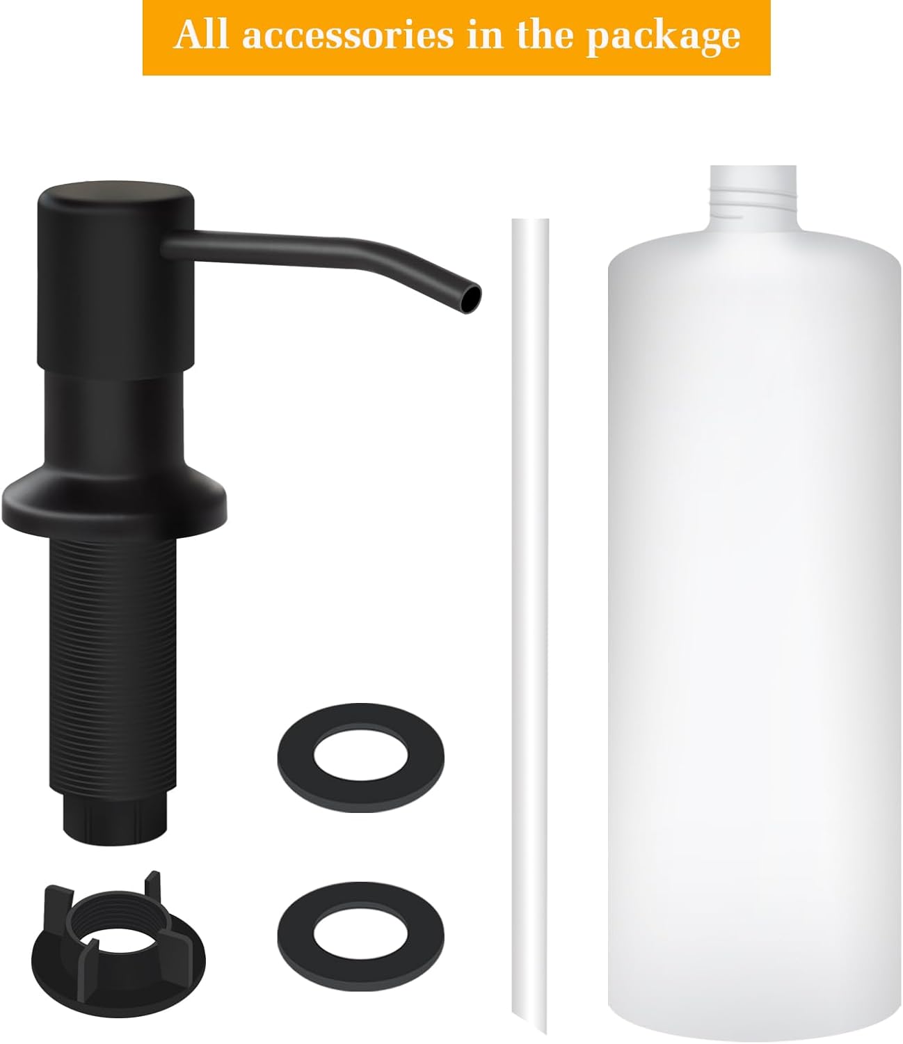 Dispensador de jabón para fregadero de cocina, dispensador de jabón integrado con botella de 17 onzas, recambio del dispensador de jabón para