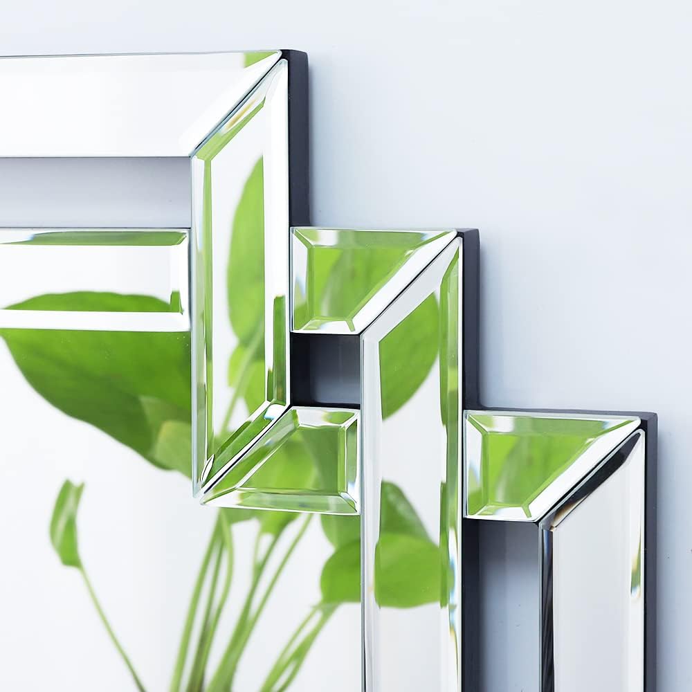 Autdot Espejo de sala de estar para decoración de pared, espejo decorativo con marco de vidrio biselado, espejo de acento moderno para comedor,