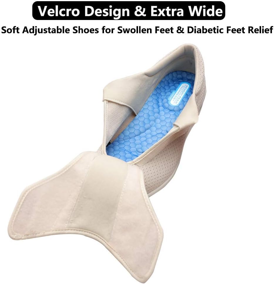 Zapatos para diabéticos, ligeros y anchos para caminar, con cierres ajustables para edema diabético, fascitis plantar, juanetes, artritis, pies