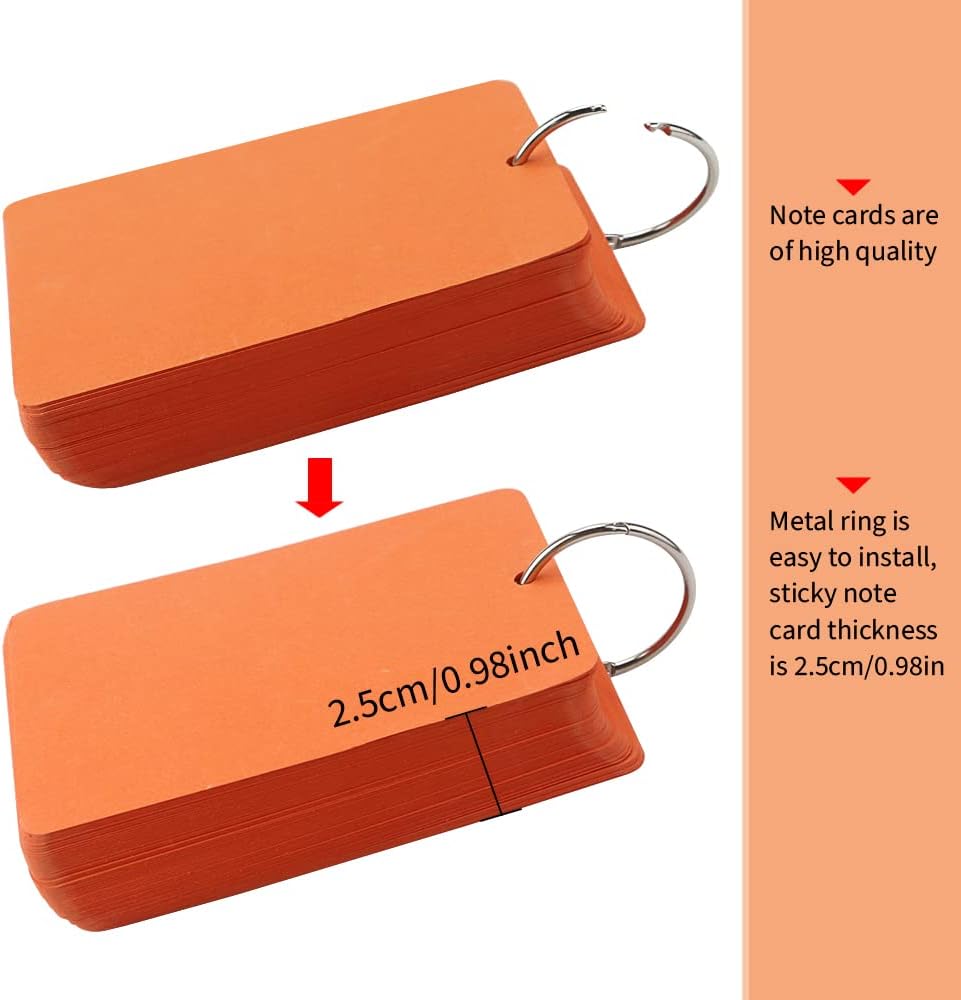 Bercoor 600 hojas de índice pesadas, tarjetas de notas de 3 x 5 pulgadas con agujero, tarjetas de estudio coloridas y 10 anillos de hojas sueltas