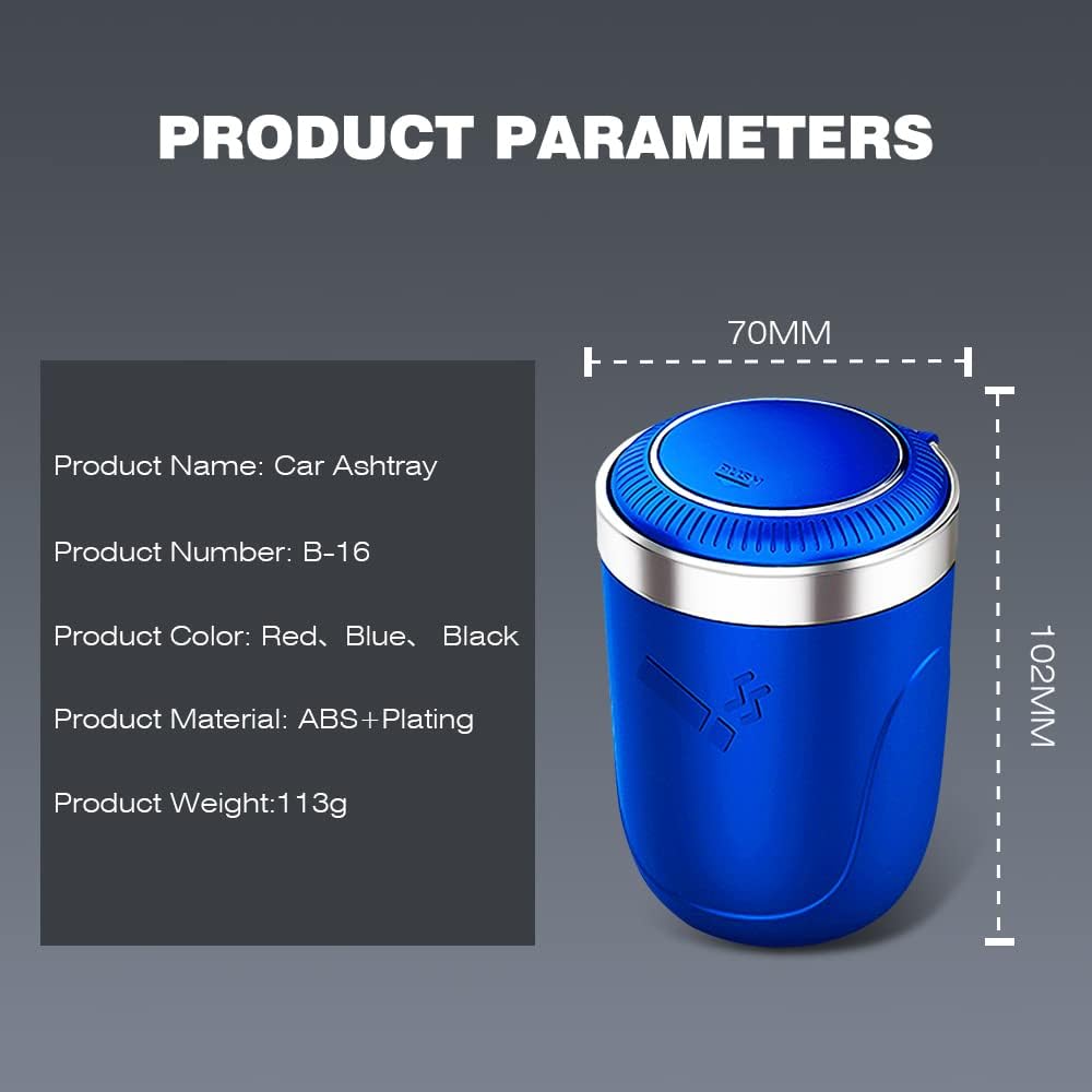 Cenicero de automóvil con tapa, cenicero portátil para automóvil, mini cubo de basura para automóvil, bandeja de cenizas desmontable de acero