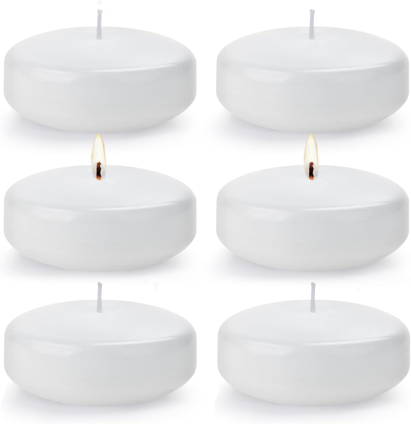 Velas flotantes blancas para centros de mesa de 3 pulgadas, velas redondas de velas de té sin perfume, sin humo, sin goteo, para el día de San