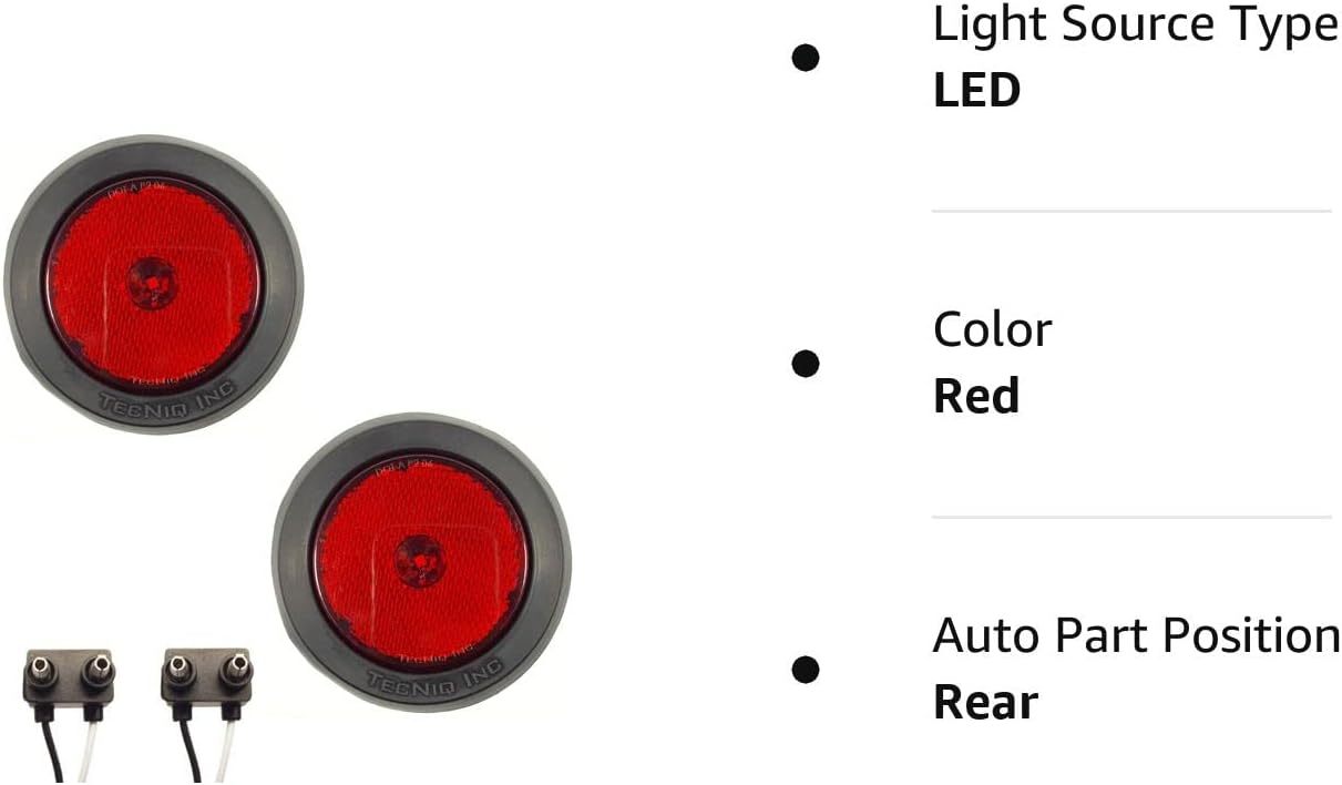 Set de luces marcadoras laterales redondas LED de 2.5 pulgadas color rojo claro, con luz y arandela para camioneta, remolque, RVs