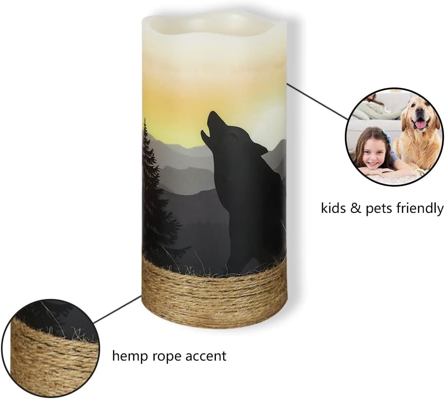 GenSwin Velas LED sin llama parpadeantes con cuerda de cáñamo y temporizador de 6 horas, velas rústicas que funcionan con pilas, luz cálida de cera