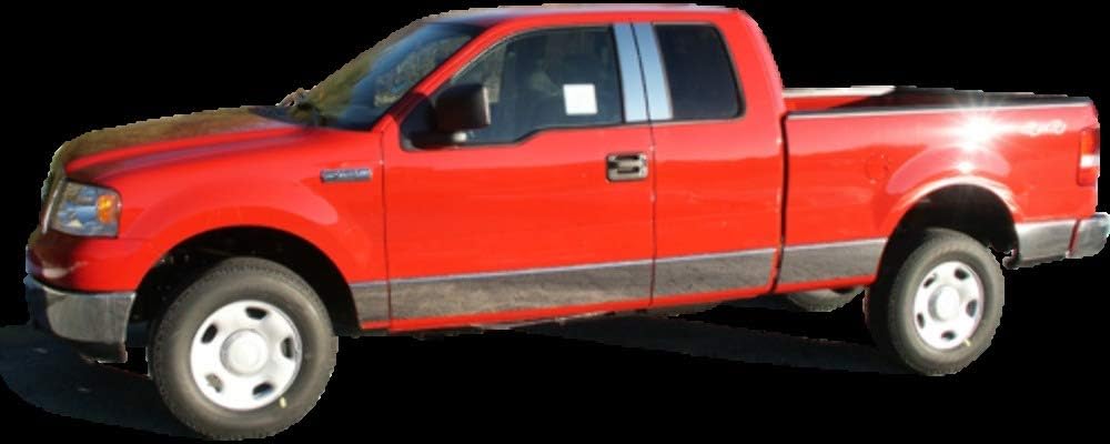 Es compatible con Ford F-150 2004-2008 Kit de molduras de cuerpo inoxidable de 10 piezas, 1.5 pulgadas de ancho MI44301