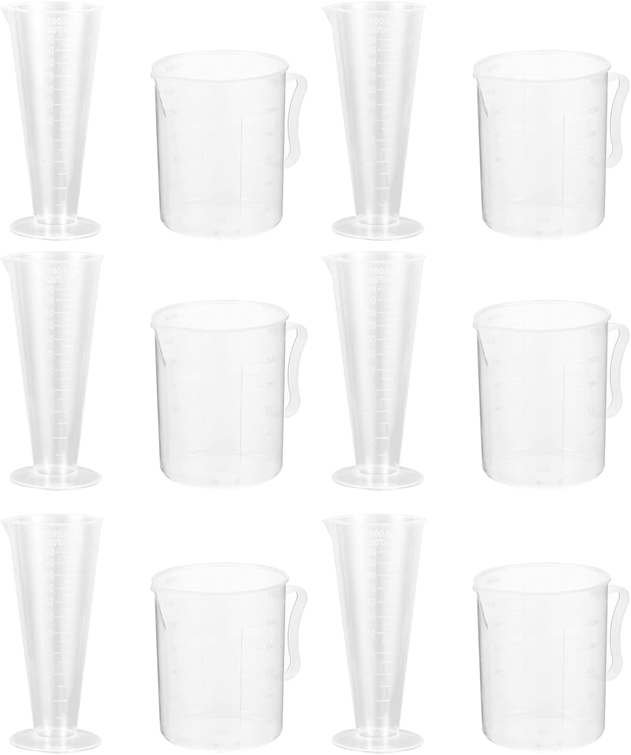 Baluue 12 tazas medidoras de plástico transparentes de 3.4fl oz y 8.5fl oz con báscula vaso graduado, taza de medición líquida, vaso de