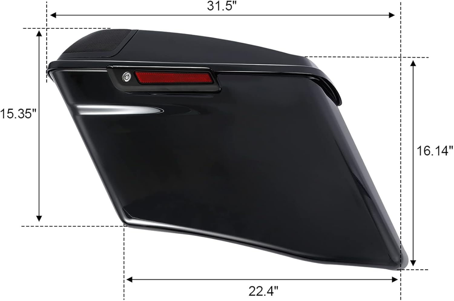 TCT-MOTORPARTS – Alforjas rígidas para motocicletas, 4 pulgadas más extensas, color negro vívido