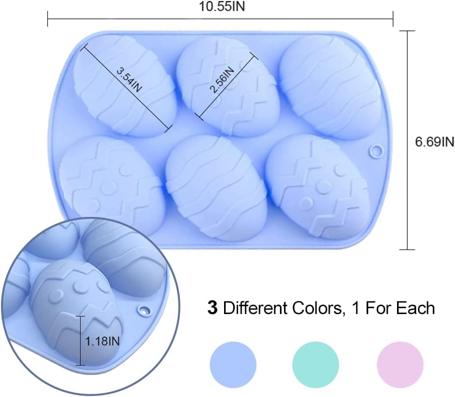 3 moldes de silicona de Pascua, molde grande 3D para huevos de avestruz gigante, helado, dulces, bomba de cacao, gelatina, jabón, moldes de hornear