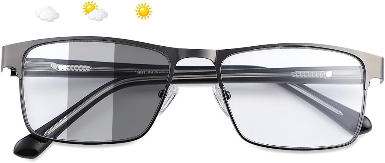 Devirld Lentes de sol fotocromáticos para miopía, con bisagra de resorte, UV400, antiluz azul, para hombres y mujeres (negro, -2.25, multiplicador_x)