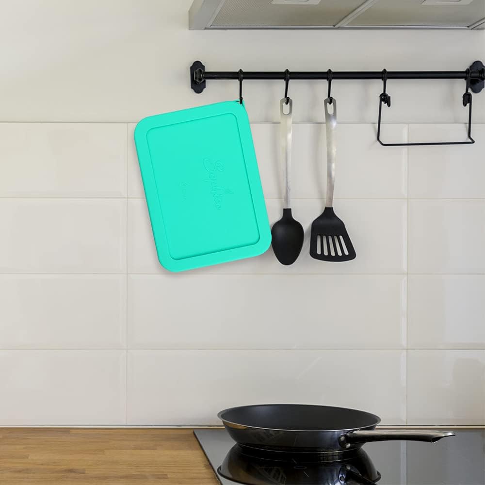 Sophico Tapa rectangular de almacenamiento de silicona para 6 tazas de repuesto para cuencos de vidrio Pyrex 7211-PC, recipiente no incluido (menta)