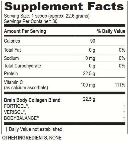 Brain Body – Péptidos de colágeno en polvo sin sabor – Suplemento premium para piel, músculos y articulaciones – Suplementos de colágeno para