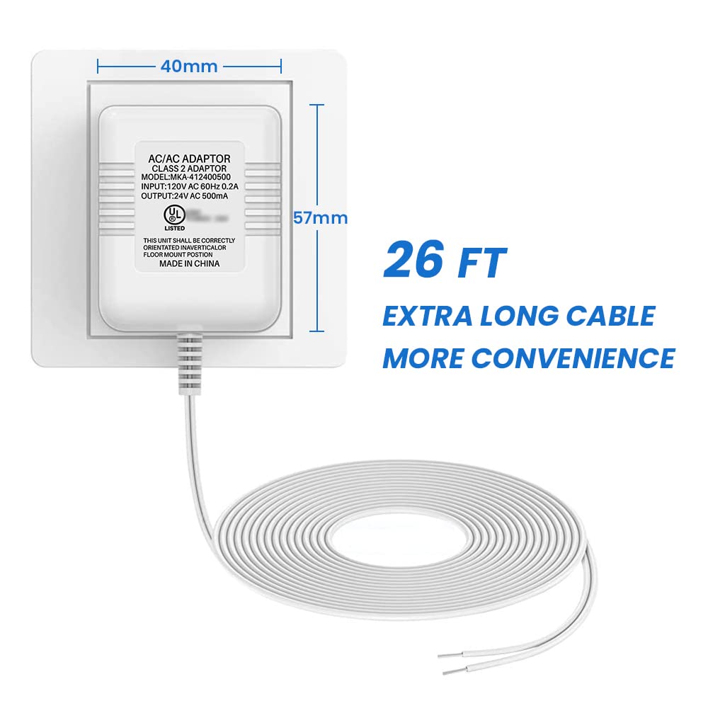Xwartre Transformador de timbre con certificación UL, fuente de alimentación de 24 V compatible con Nest, Arlo, Ring, Amcrest, Logitech y otros