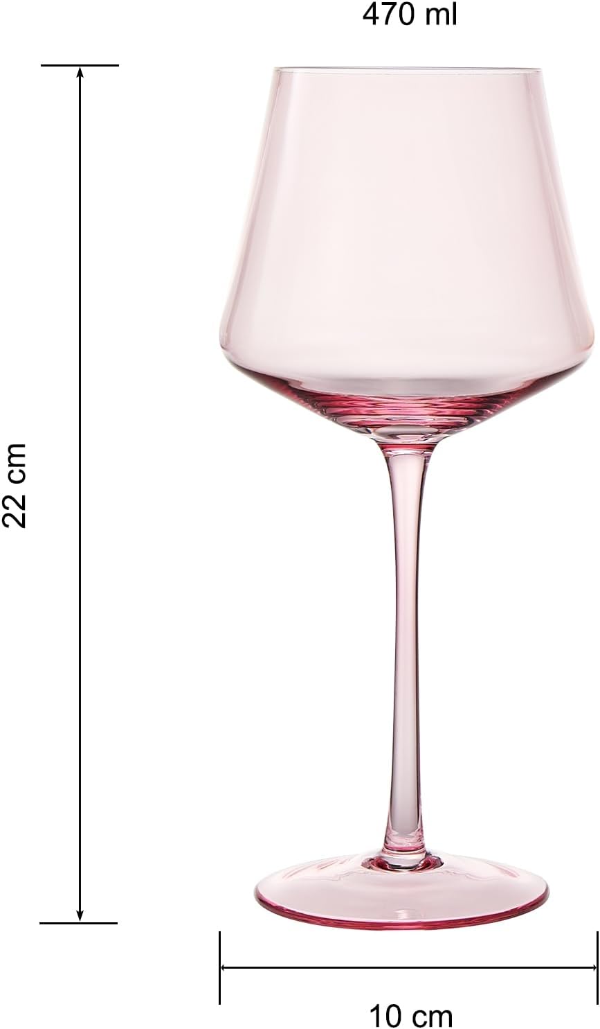 Juego de 6 copas de vino de cristal de colores, grandes y únicos de 16 onzas, ideales para todas las ocasiones y celebraciones especiales, vasos