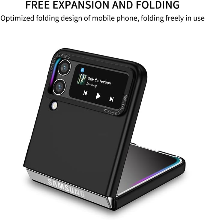 Asuwish Funda de teléfono para Samsung Galaxy Z Flip 4 5G 2022 con funda deslizante para cámara con soporte soporte delgado protector móvil duro