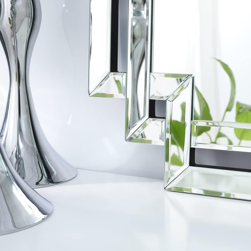 Autdot Espejo de sala de estar para decoración de pared, espejo decorativo con marco de vidrio biselado, espejo de acento moderno para comedor,