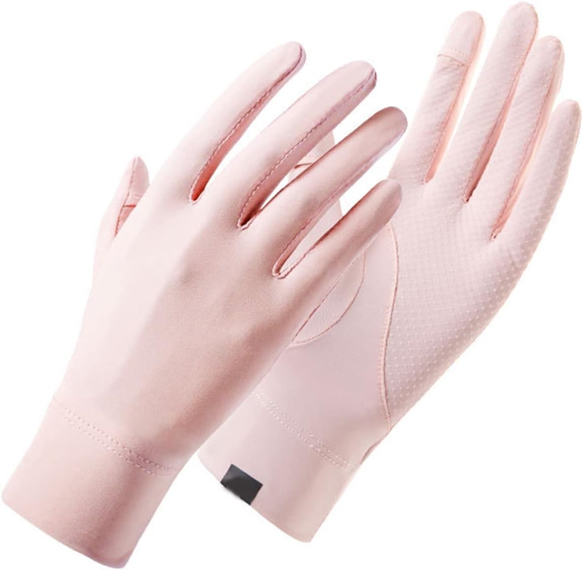 1 par de guantes de verano antideslizantes de silicona con apertura en la punta de los dedos, con logotipo impreso Suncreen Ice Silk Guantes finos