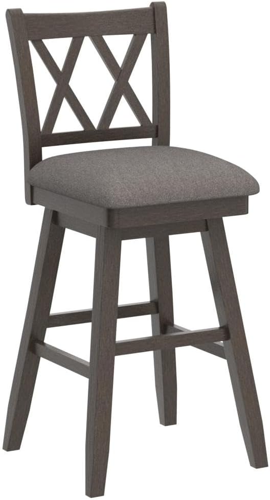 Home Brookline – Taburete giratorio de bar con mecanismo de giro de 360, taburetes rústicos de granja para encimera de cocina con cojín, altura del