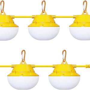Cadena de luz de construcción de 50 pies, 80 W, 5000 K, brillante, 8000 lúmenes, luces de trabajo para construcción temporal, sitio de trabajo, Cadena de luz de construcción de 50 pies, 80 W, 5000 K, brillante, 8000 lúmenes, luces de trabajo para construcción temporal, sitio de trabajo,
