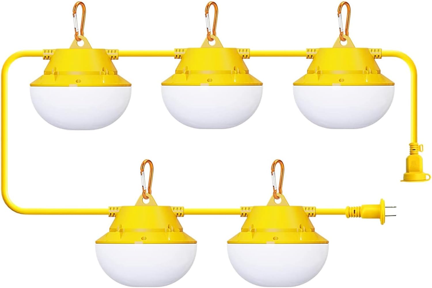 Cadena de luz de construcción de 50 pies, 80 W, 5000 K, brillante, 8000 lúmenes, luces de trabajo para construcción temporal, sitio de trabajo,