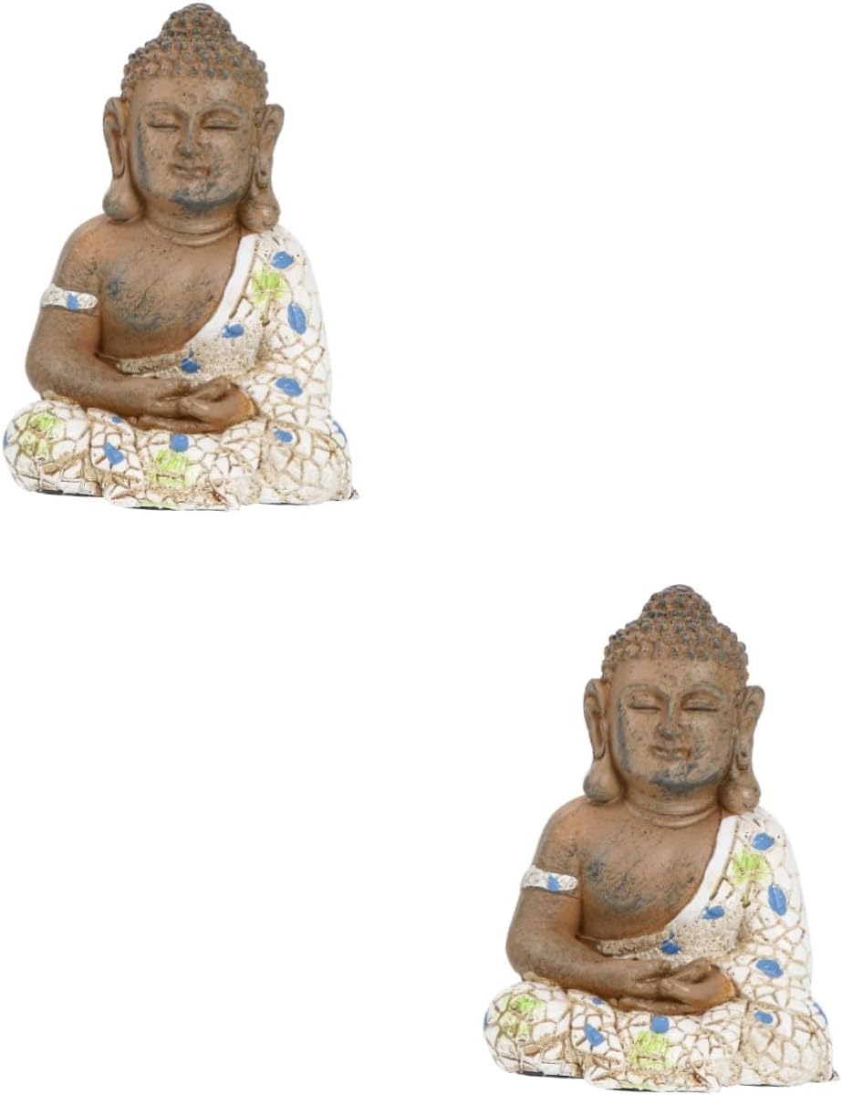 Garneck 2 pcs Buddha Statue Ornament Desktop feng Shui Statue Resting Buddha Sculpture decoraciones para salas de casa House Decorations for Home