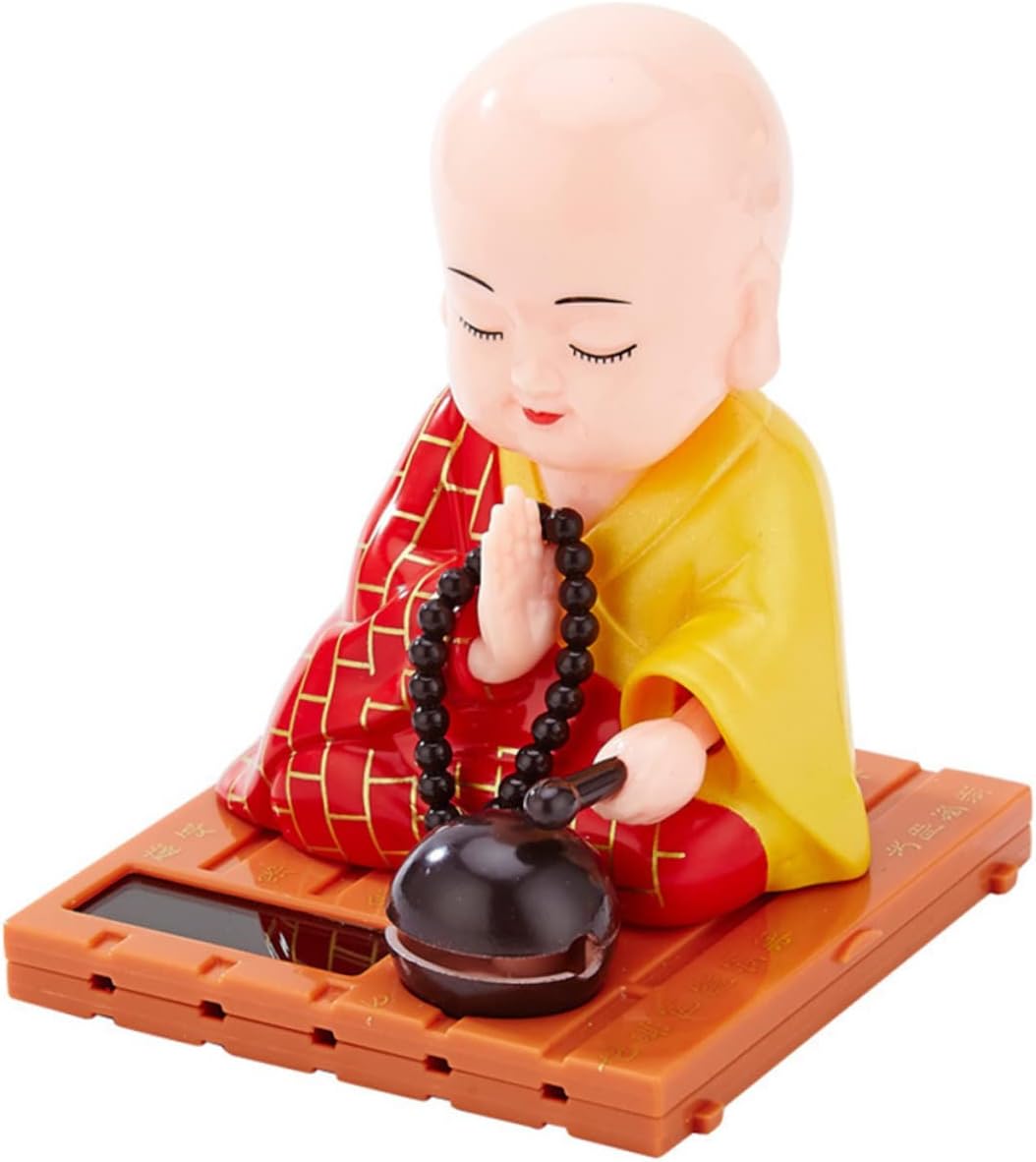 Adornos de muñeca, figura de acción, cabeza sacudida, decoración de coche, figura de monje solar, coches, salpicadero, figuras de salpicadero,