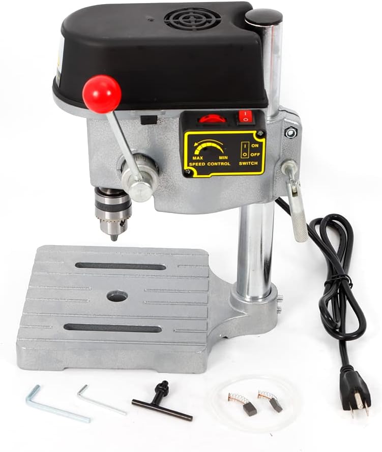 110V 340W Mini Taladro Eléctrico de Mesa Taladro Eléctrico Herramientas Eléctricas 0.039 in-0.394 in USA, 60 Hz Comercial de 3 Velocidades Ajustable