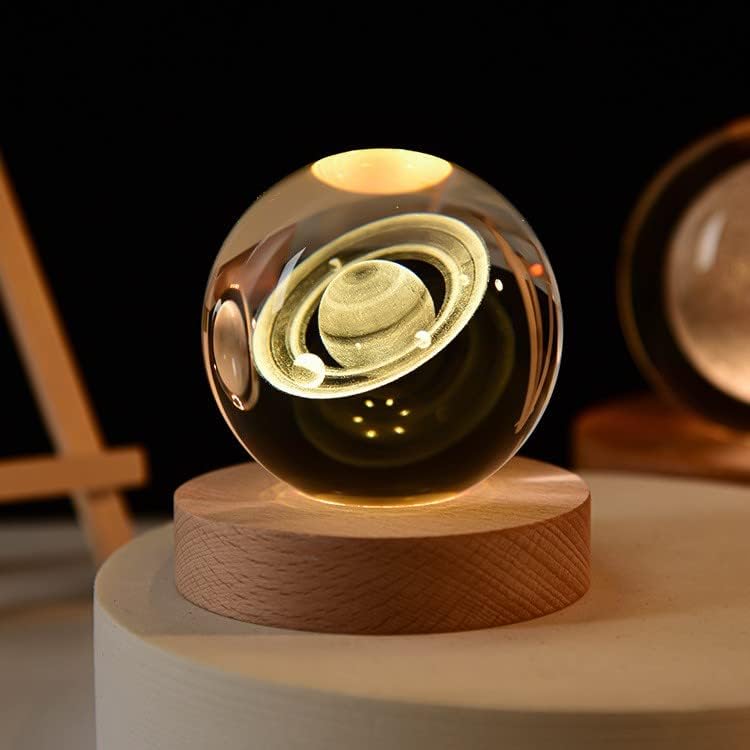 WXCGX Bola de cristal, bola de cristal con base LED, bola de cristal de galaxia 3D, luz nocturna de bola de cristal transparente para ella, regalo