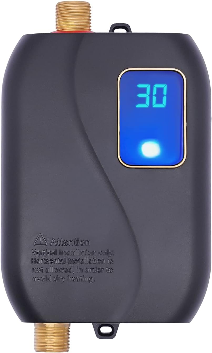 SNKOURIN Calentador de agua eléctrico sin tanque, 110 V, 3000 W, mini calentador de agua instantáneo sin tanque, calentador de agua debajo del