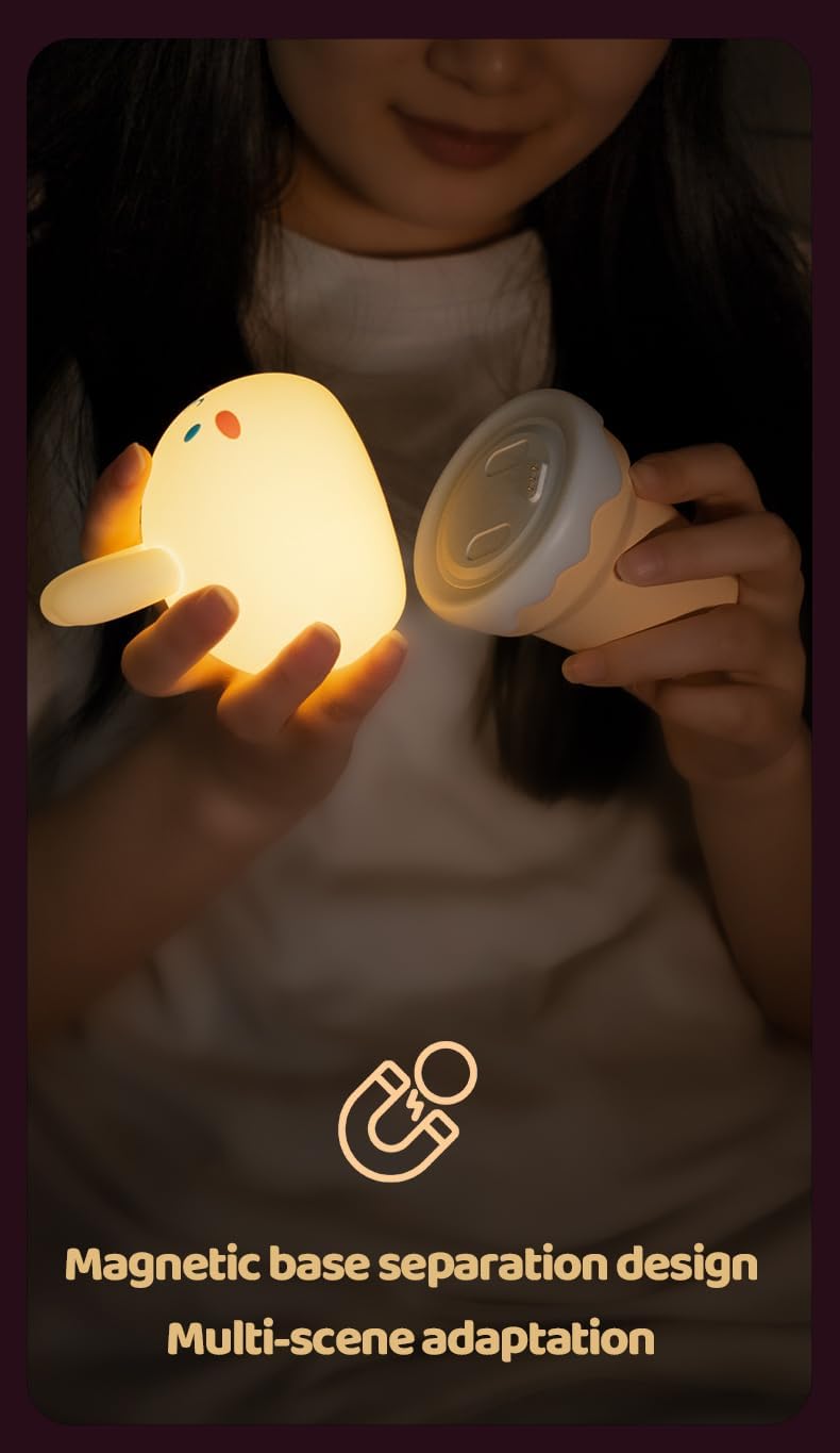 DSSTOF – Lámpara de luz nocturna de conejo de helado para dormitorio, lámpara recargable linda kawaii, lámpara de noche de grifo, luces nocturnas