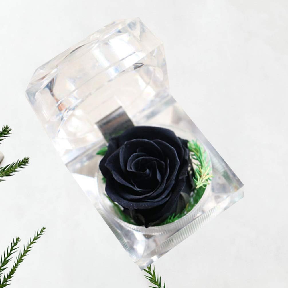 Gadpiparty Rosa preservada en una caja, regalo de rosa eterna en cúpula de cristal con cinta preservada para aniversario, cumpleaños, día de San