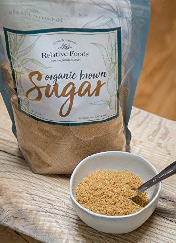 Relative Foods Bolsa resellable de azúcar moreno orgánico de 3 libras. Empaquetada en nuestra instalación sin alérgenos, sin gluten. Certificado sin