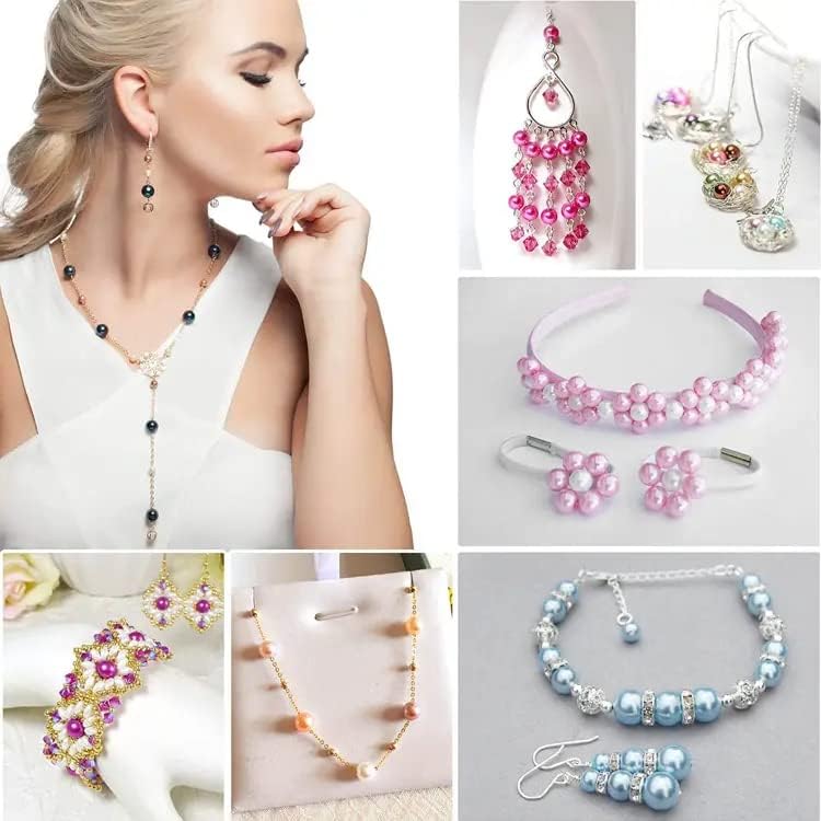 900 cuentas de perlas para la fabricación de joyas, cuentas de perlas azules con agujero de 0.118 in, 0.157 in, 0.197 in, 0.236 in, 0.315 in,