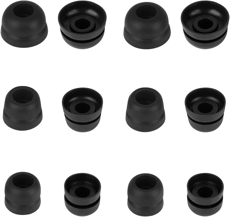 Puntas de repuesto para auriculares de doble brida compatibles con Beats Fit Pro Ear Tips Tapones de silicona Tapón para los oídos Negro 6 pares S M