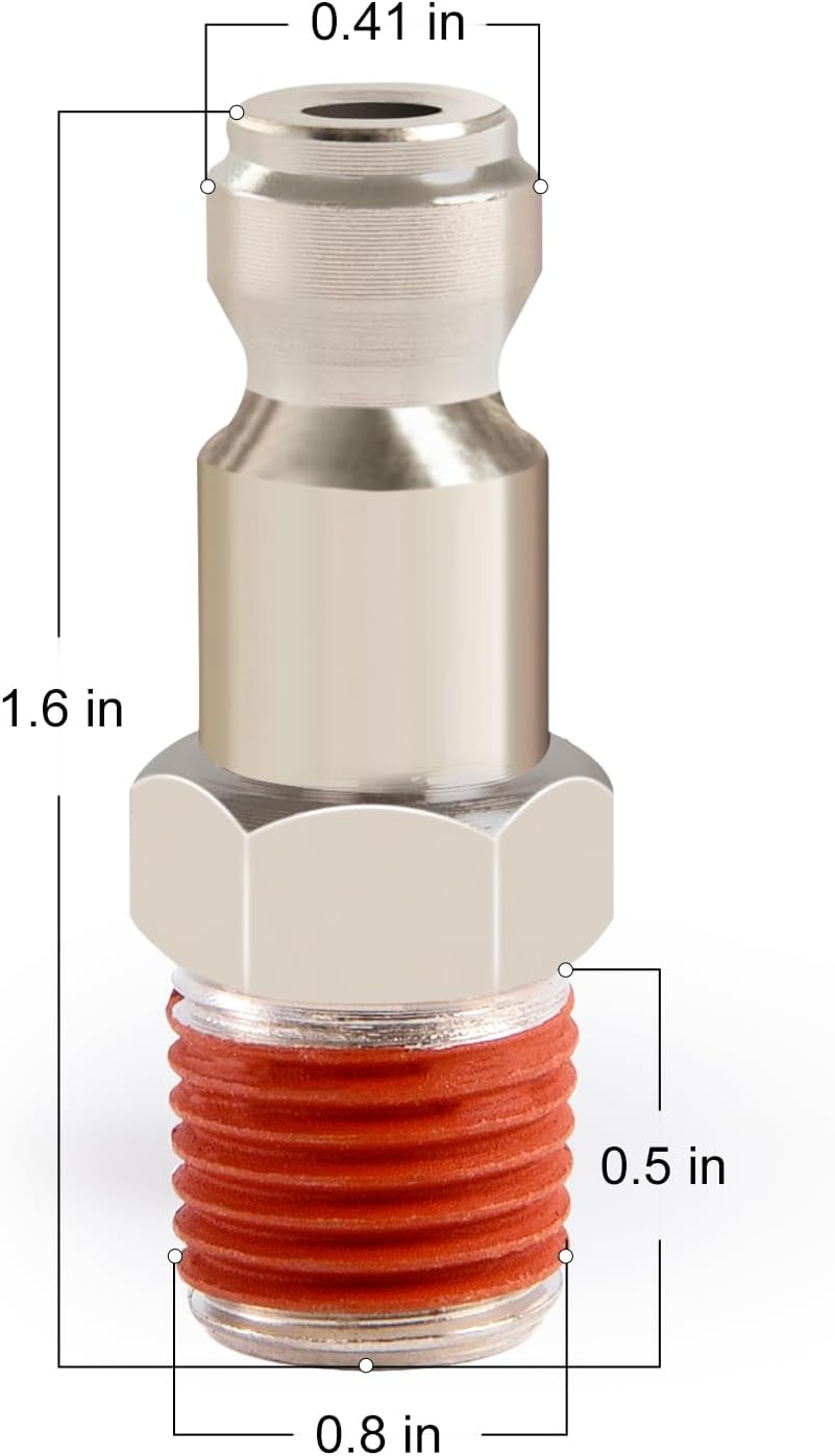 Enchufe de aire estilo T automotriz, enchufes neumáticos macho NPT de 12 pulgada, accesorios para compresores de aire (paquete de 5)