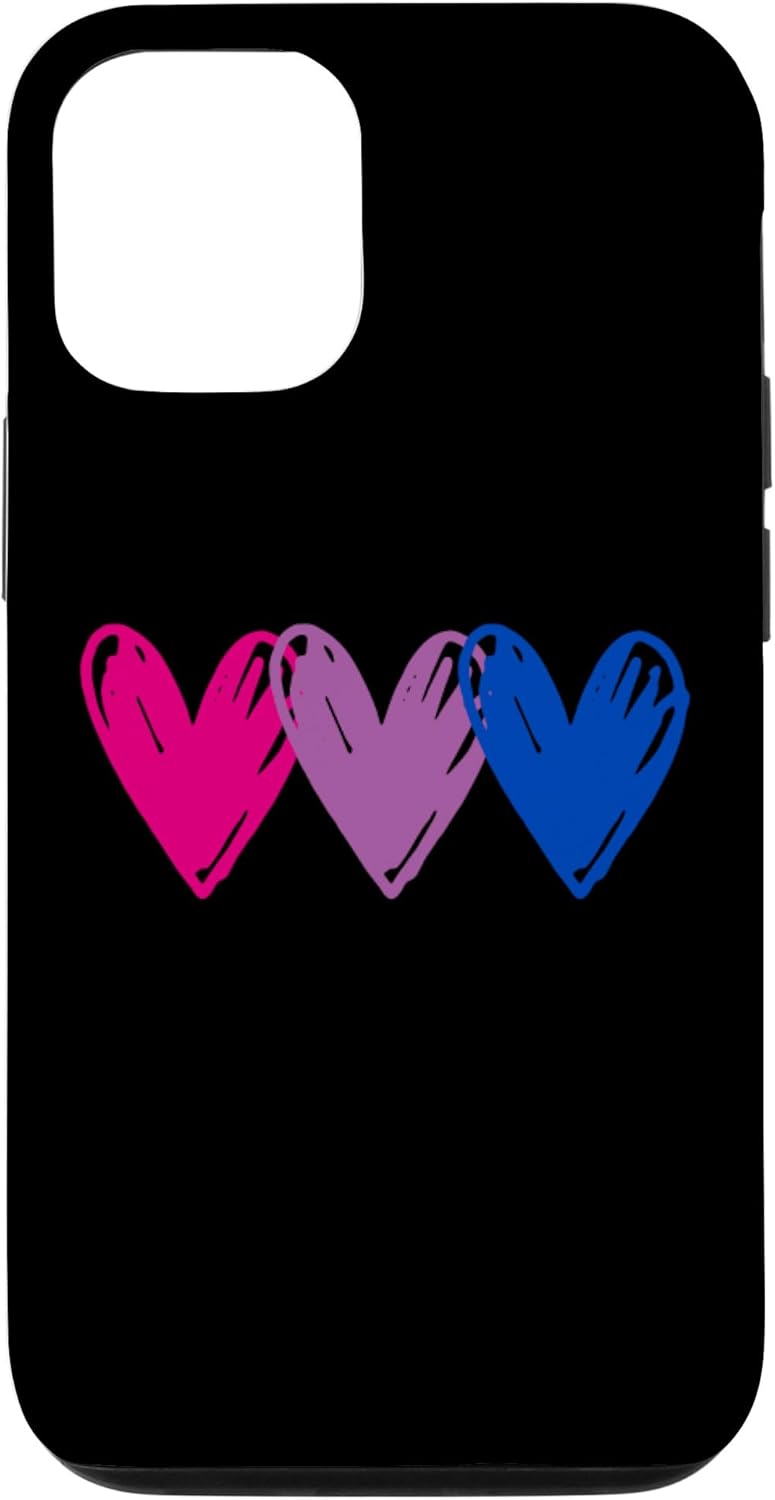 Funda bisexual para iPhone 13 Pro con corazones de bandera sexual LGBTQ Pride